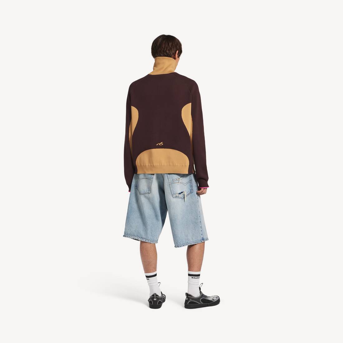 Men's Denim Stay Press Shorts in Bleach Light Bleu | Balenciaga Australia EN - Image 4