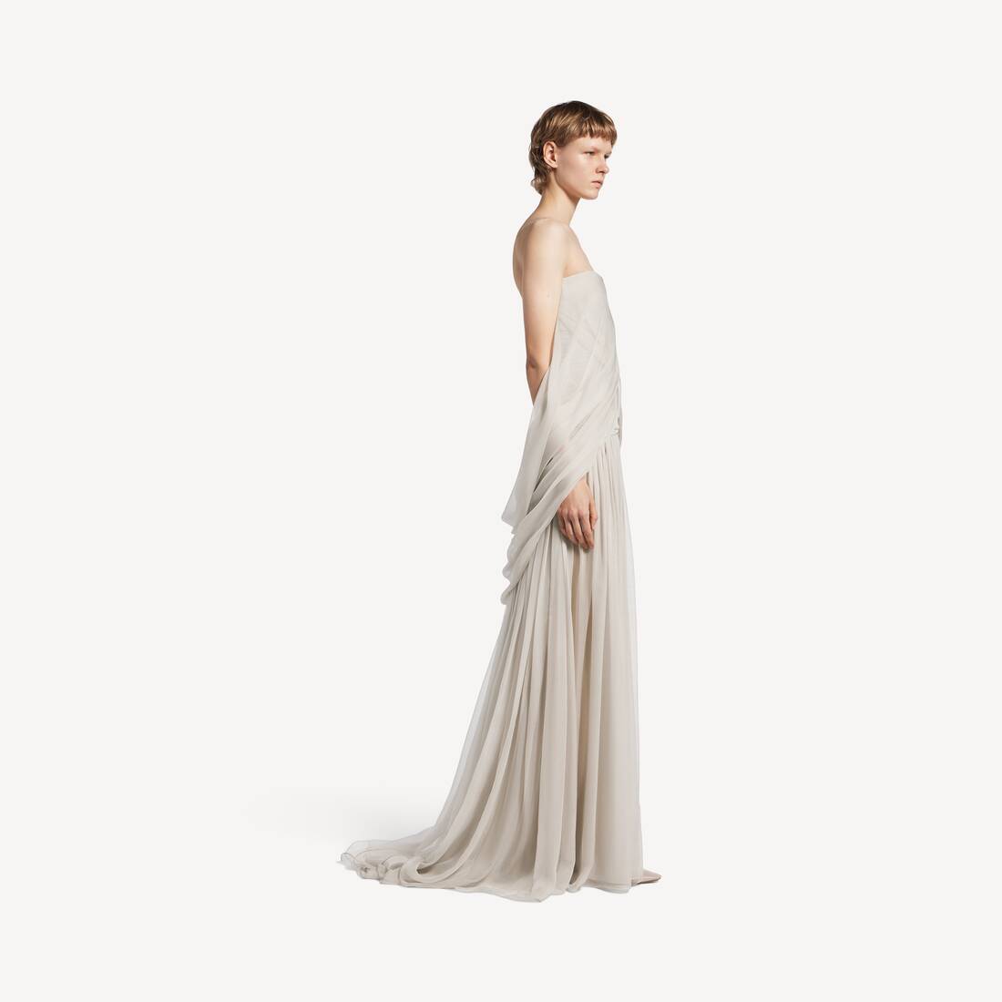 Women's Draped Bustier Dress in Light Beige | Balenciaga United States EN - Image 3