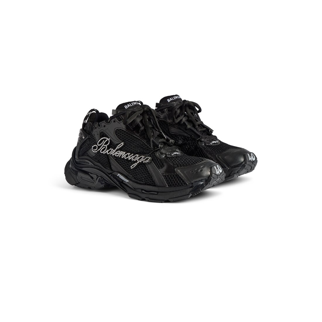 Women's Runner Sneaker With Rhinestones in Black