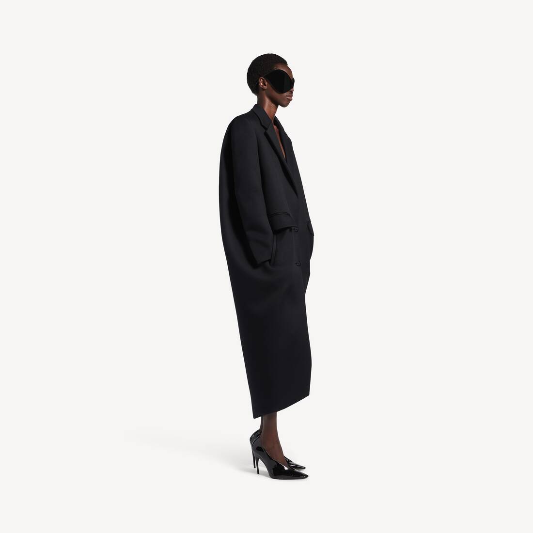 Women's Long Sack Coat in Black | Balenciaga Hong Kong SAR EN - Image 3