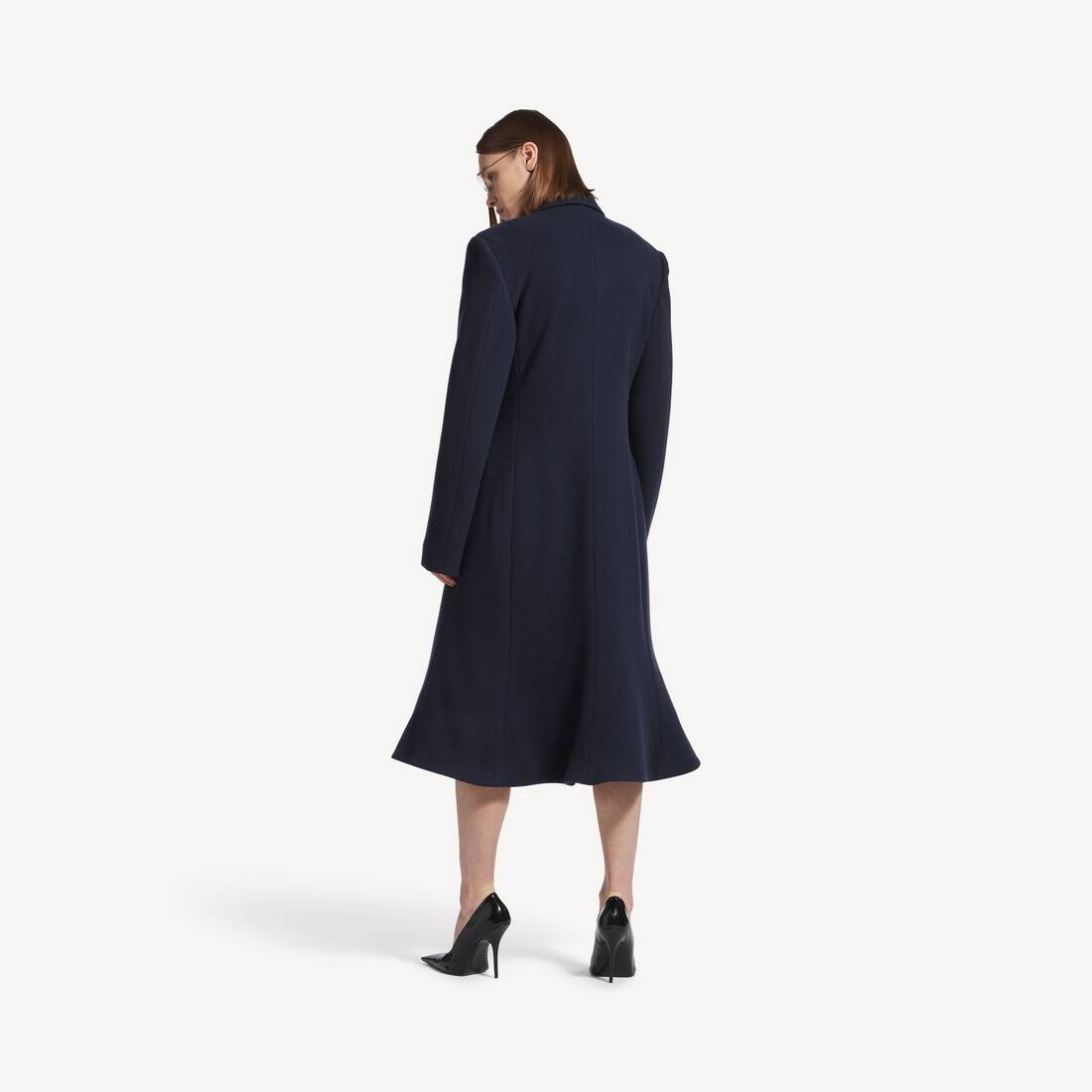 Women's Godet Midi Coat in Corporate Navy | Balenciaga Canada EN - Image 4