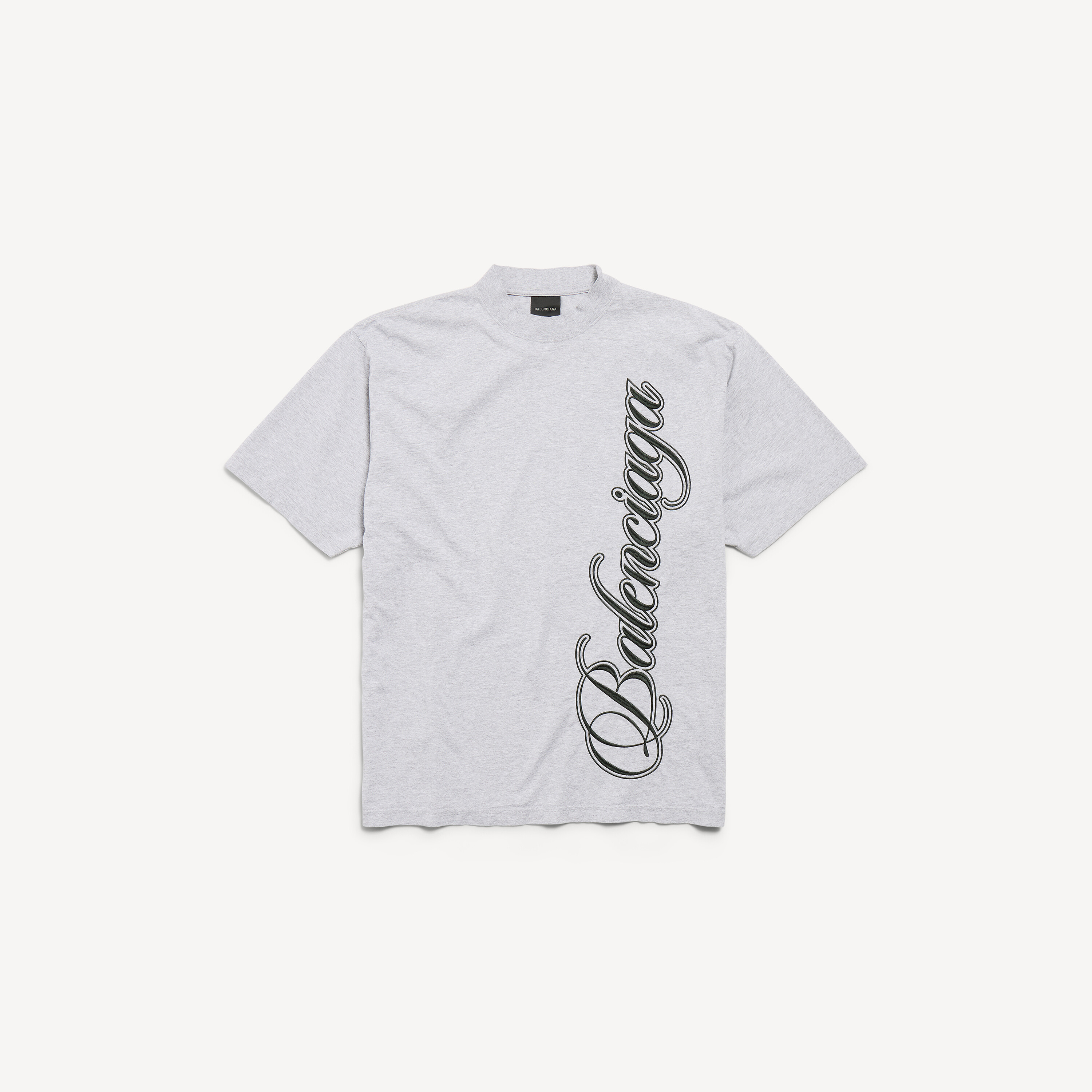 Men's Cursive Medium Fit T-shirt in Light Heather Grey/black