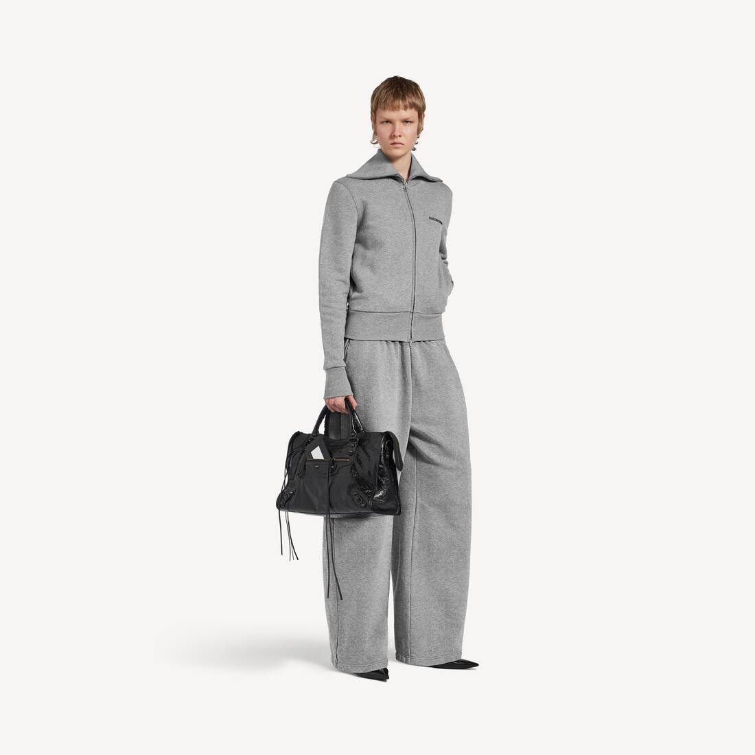 Women's Fitted Zip-up Jacket in Dark Heather Grey | Balenciaga France EN - Image 2