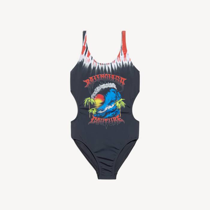 Maillot De Bain Extreme Tie Dye pour Femme en Noir - Femme | Balenciaga Belgique FR - Image 1