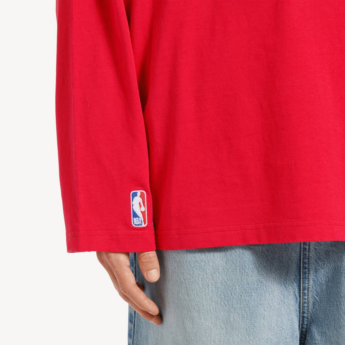 Men's Balenciaga | Nba Collaboration Oversized Long Sleeve T-shirt in Red/multicolor | Balenciaga United States EN - Image 6