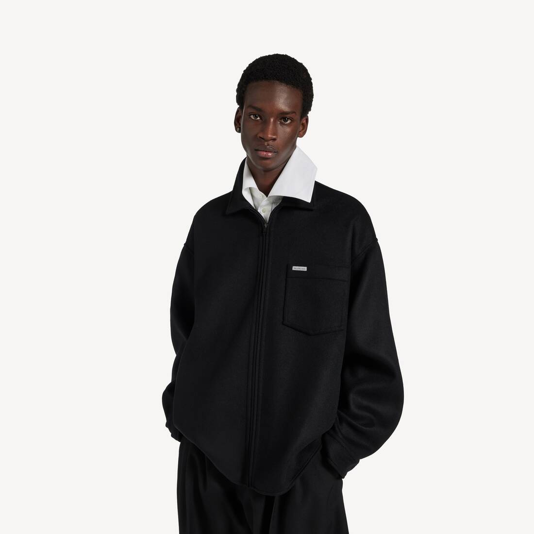 Men's Classic Collar Overshirt in Black | Balenciaga Zimbabwe EN - Image 5
