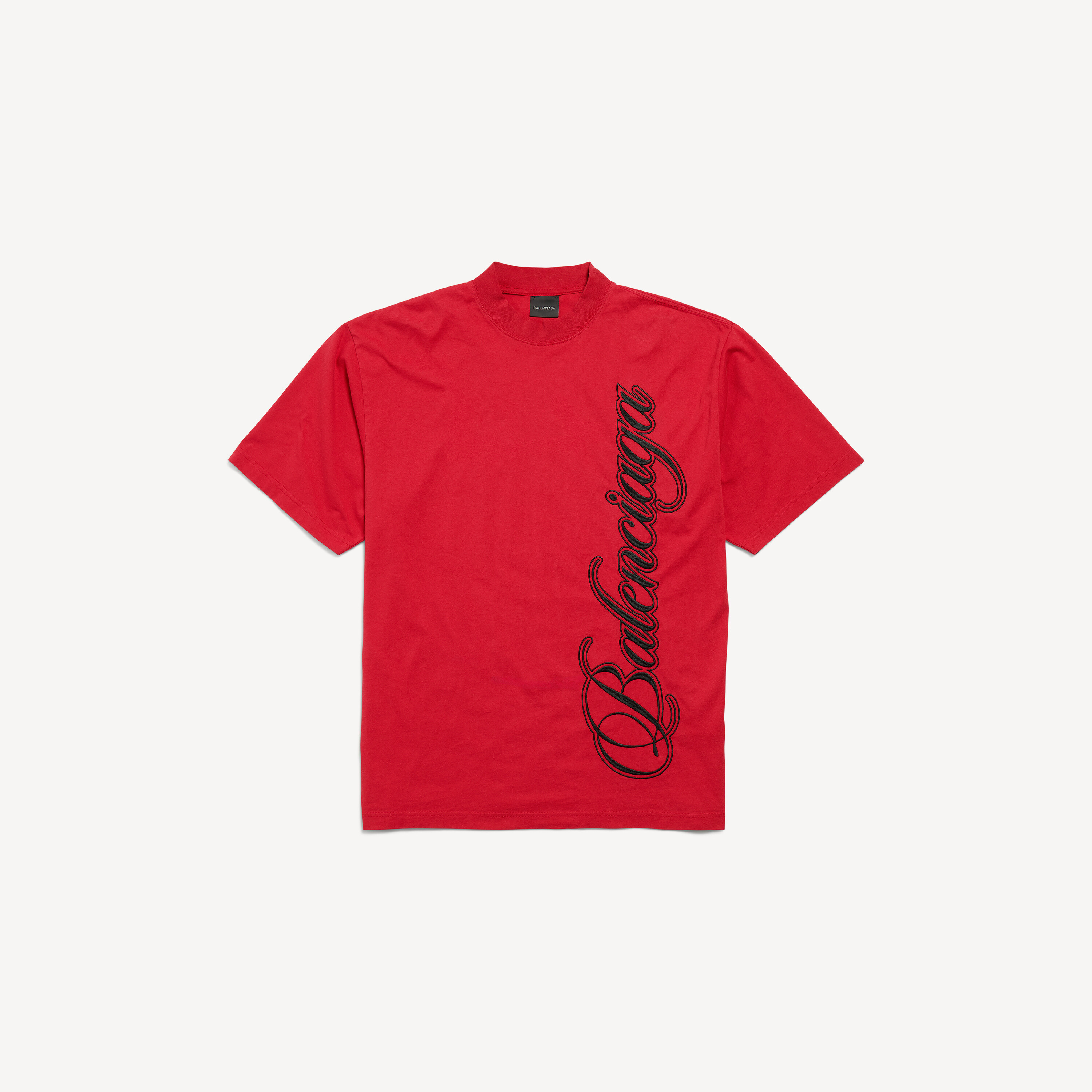 Men's Cursive Medium Fit T-shirt in Red/black