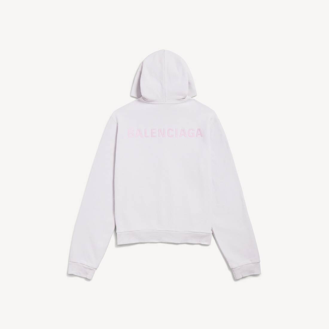 Women's Balenciaga Back Zip-up Hoodie Regular Fit in Dirty White/baby Pink | Balenciaga Thailand EN - Image 2