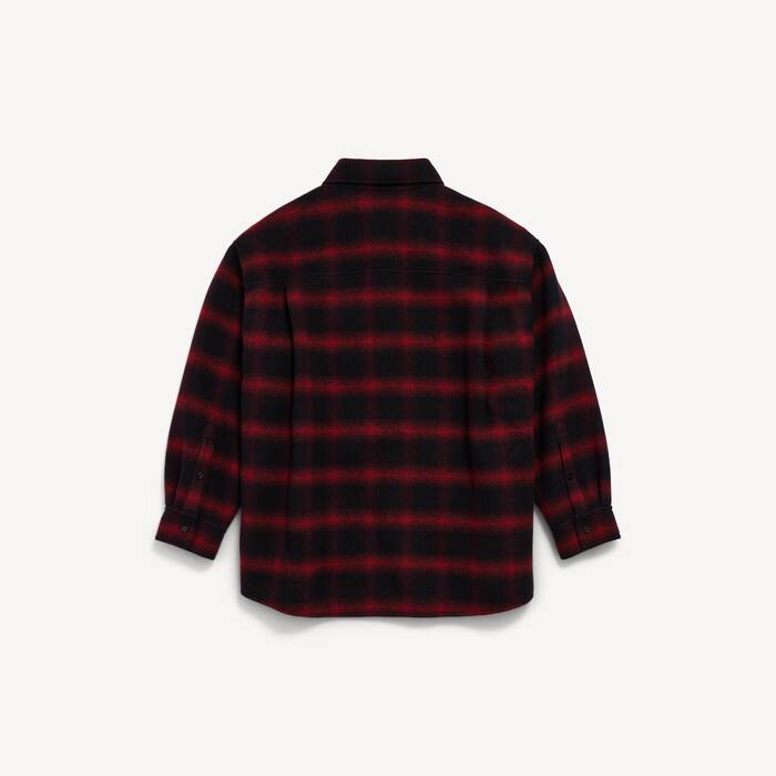 Giacca-camicia In Flanella  da Uomo in Nero/rosso - Uomo | Balenciaga Italia IT - Image 2