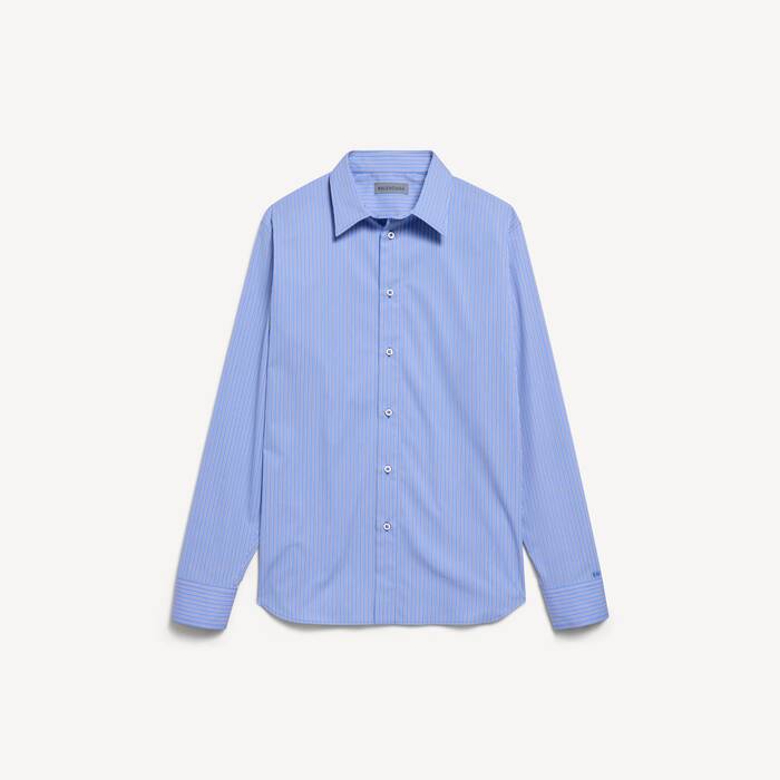 Women's Striped Poplin Shirt in Blue/navy - Women | Balenciaga Australia EN - Image 1