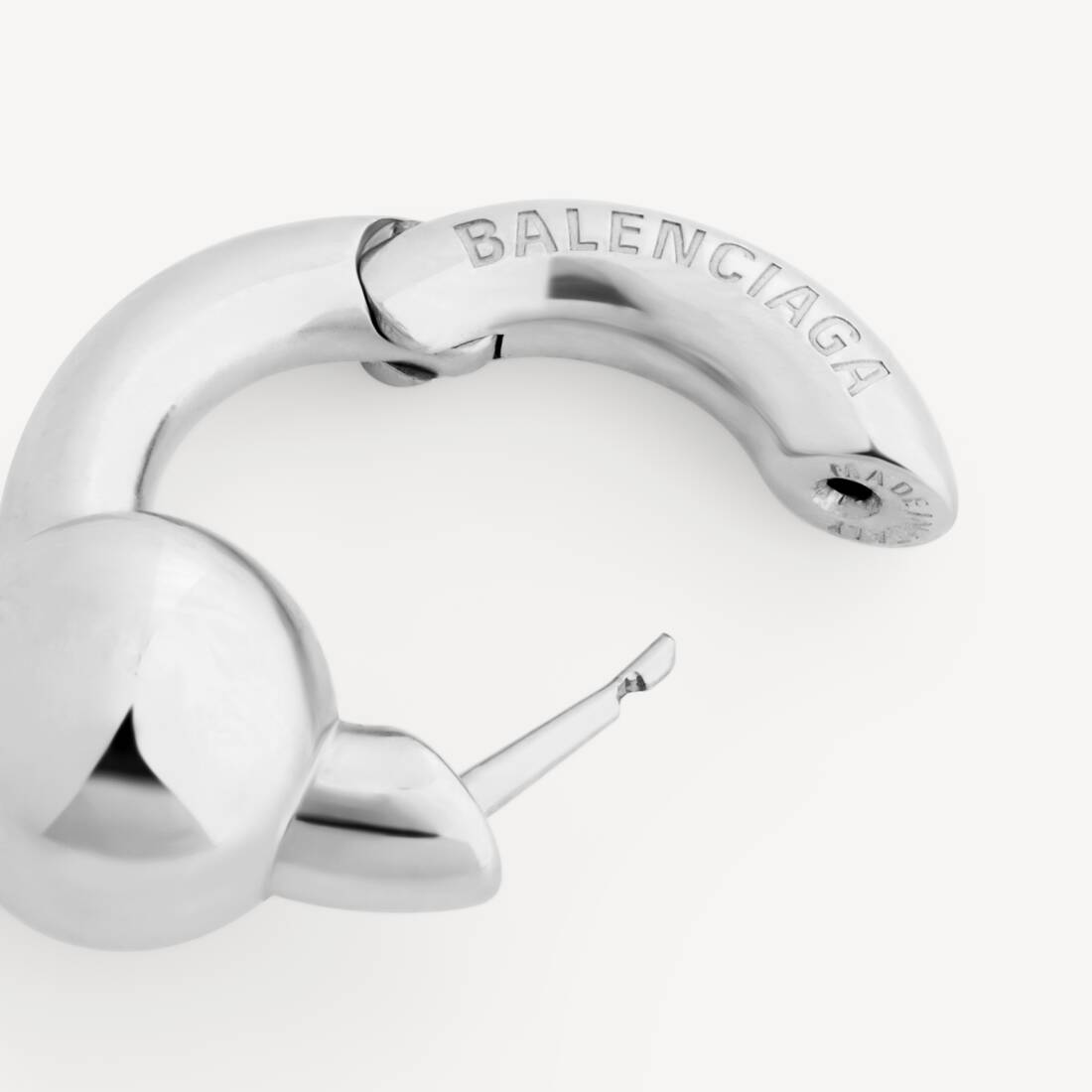 Atom Hoop Earrings in Shiny Silver | Balenciaga Canada EN - Image 3