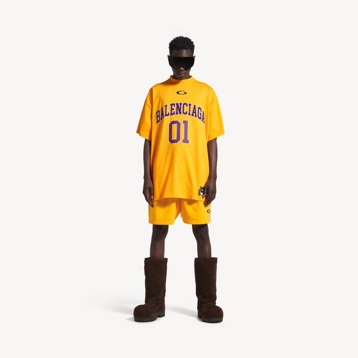 Men's Basketball Oversized T-shirt in Deep Purple/yellow - Men | Balenciaga Canada EN - Image 3
