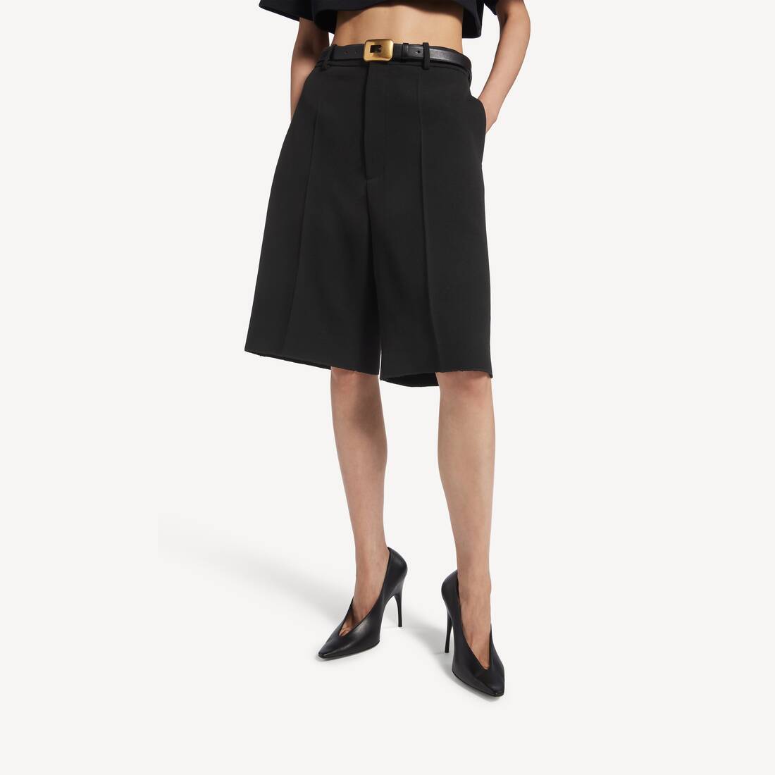 Bermuda Tailleur pour Femme en Noir | Balenciaga Belgique FR - Image 5