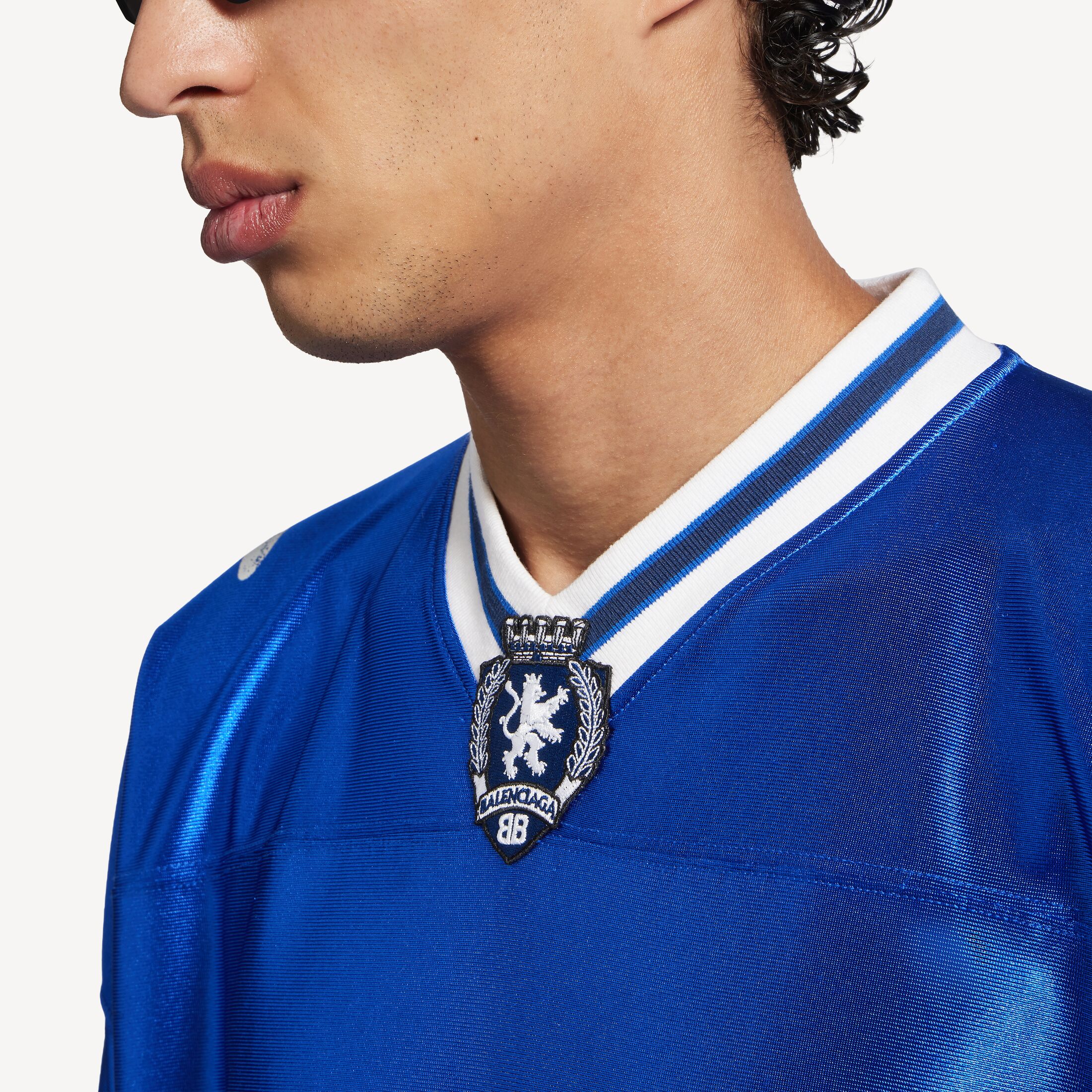 Blue 3b 3b football v-neck t-shirt oversized