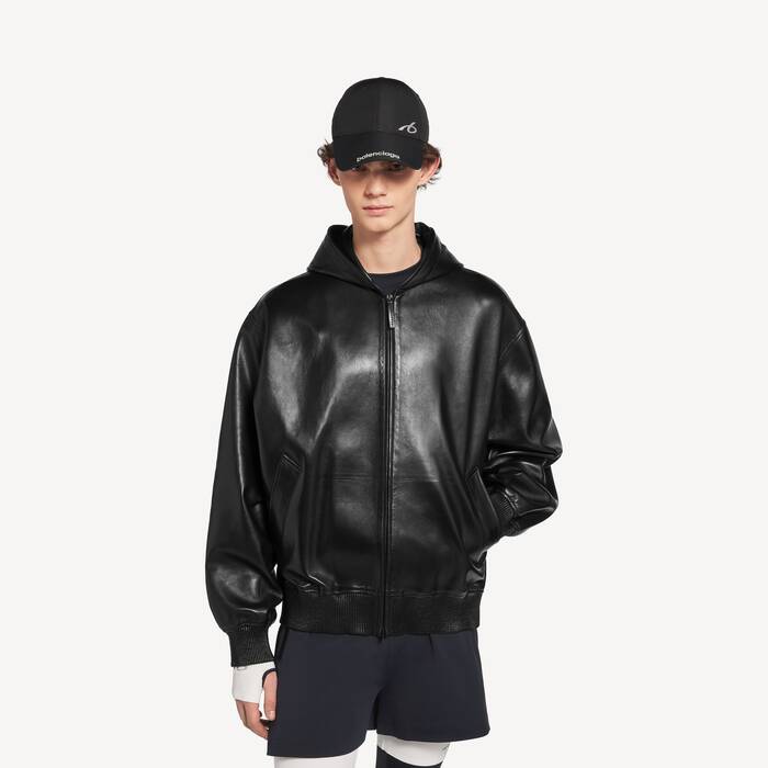 Manteau Court &Agrave; Capuche pour Homme en Noir - Homme | Balenciaga Belgique FR - Image 1