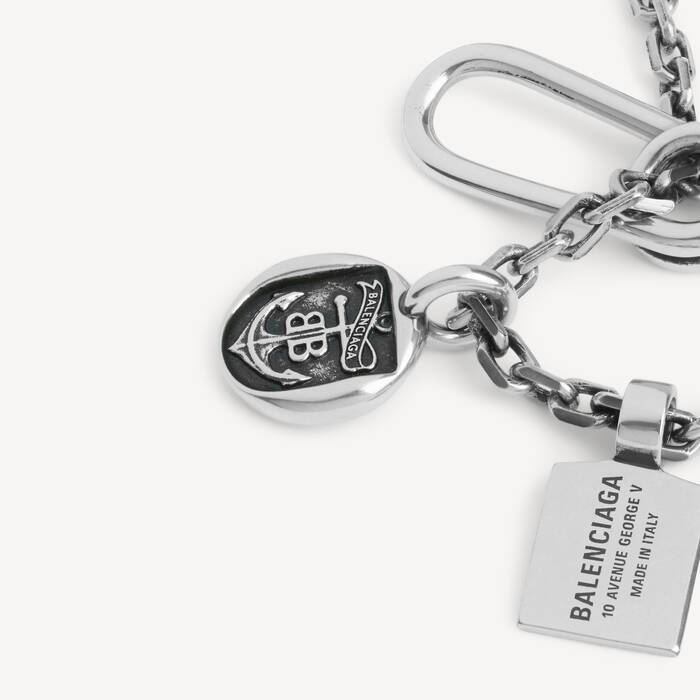 Collier Fin &Agrave; Charms Anchor Crest pour Homme en Argent Vieilli - Homme | Balenciaga Canada FR - Image 2