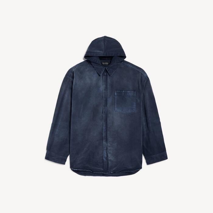 Men's Shirt Parka in Navy/dirty Dark Blue - Men | Balenciaga United States EN - Image 1