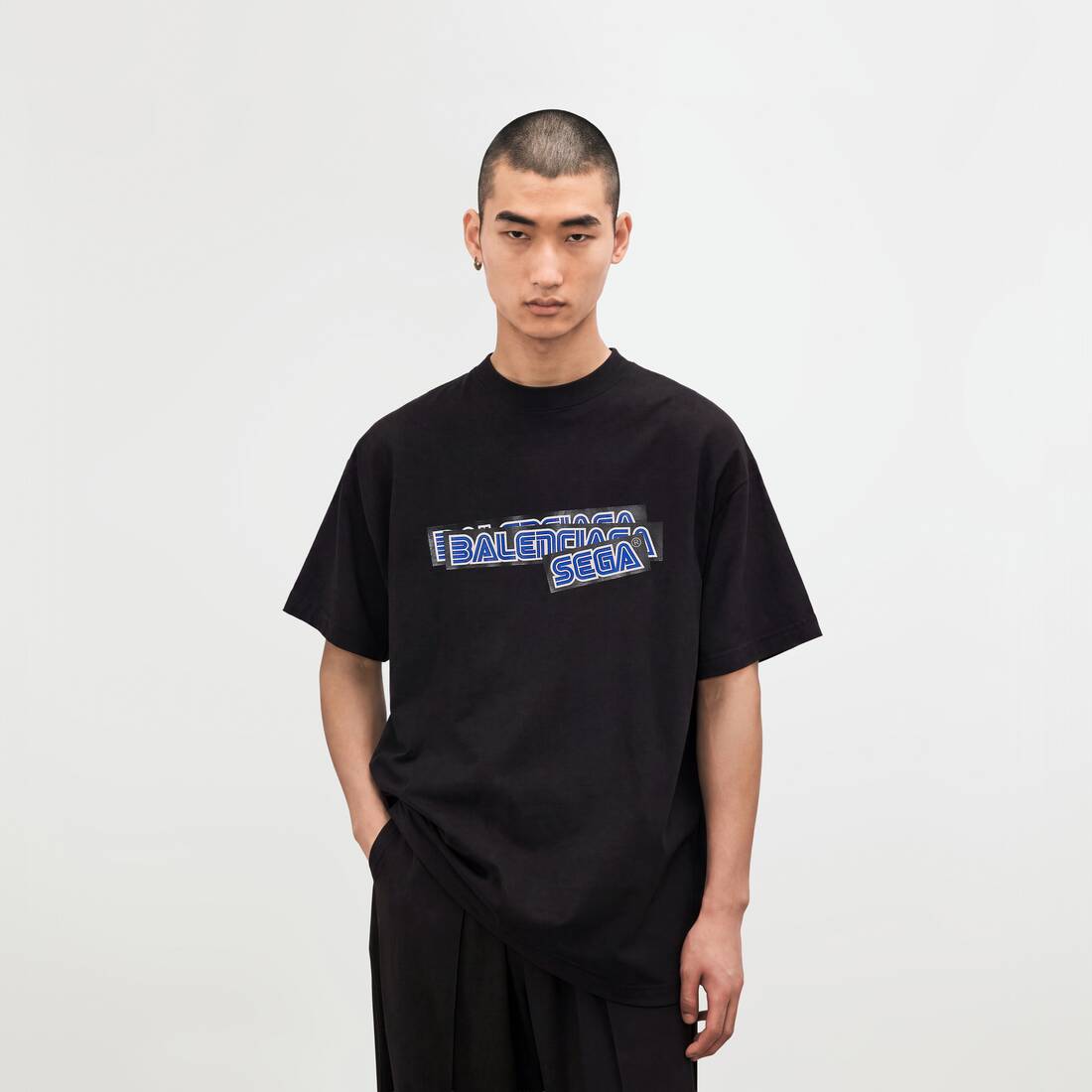 Men's Balenciaga | Sega Oversized T-shirt in Black | Balenciaga Luxembourg EN - Image 3
