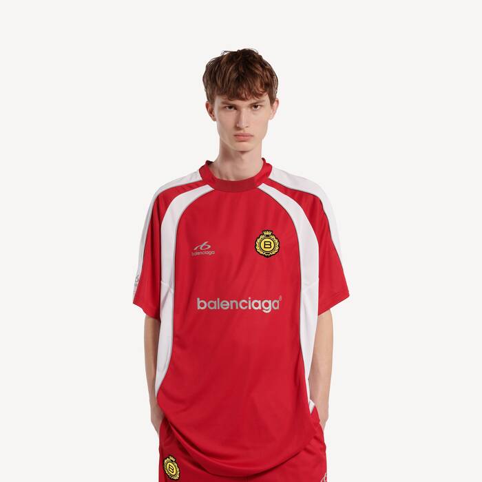Men's Soccer Oversized T-shirt in Red - Men | Balenciaga United Kingdom EN - Image 1