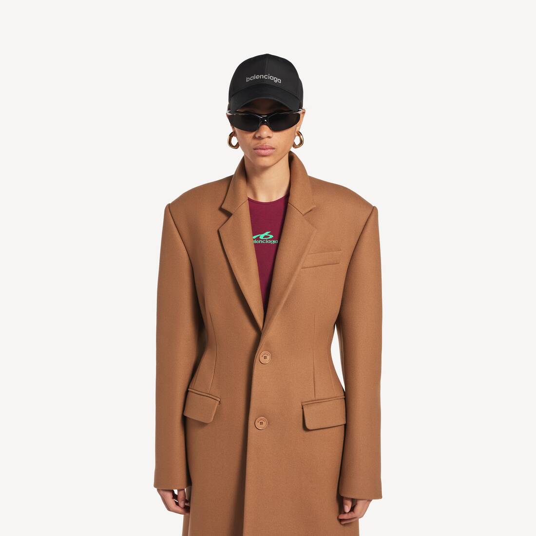 Women's Single-breasted Coat in Camel | Balenciaga United Kingdom EN - Image 5