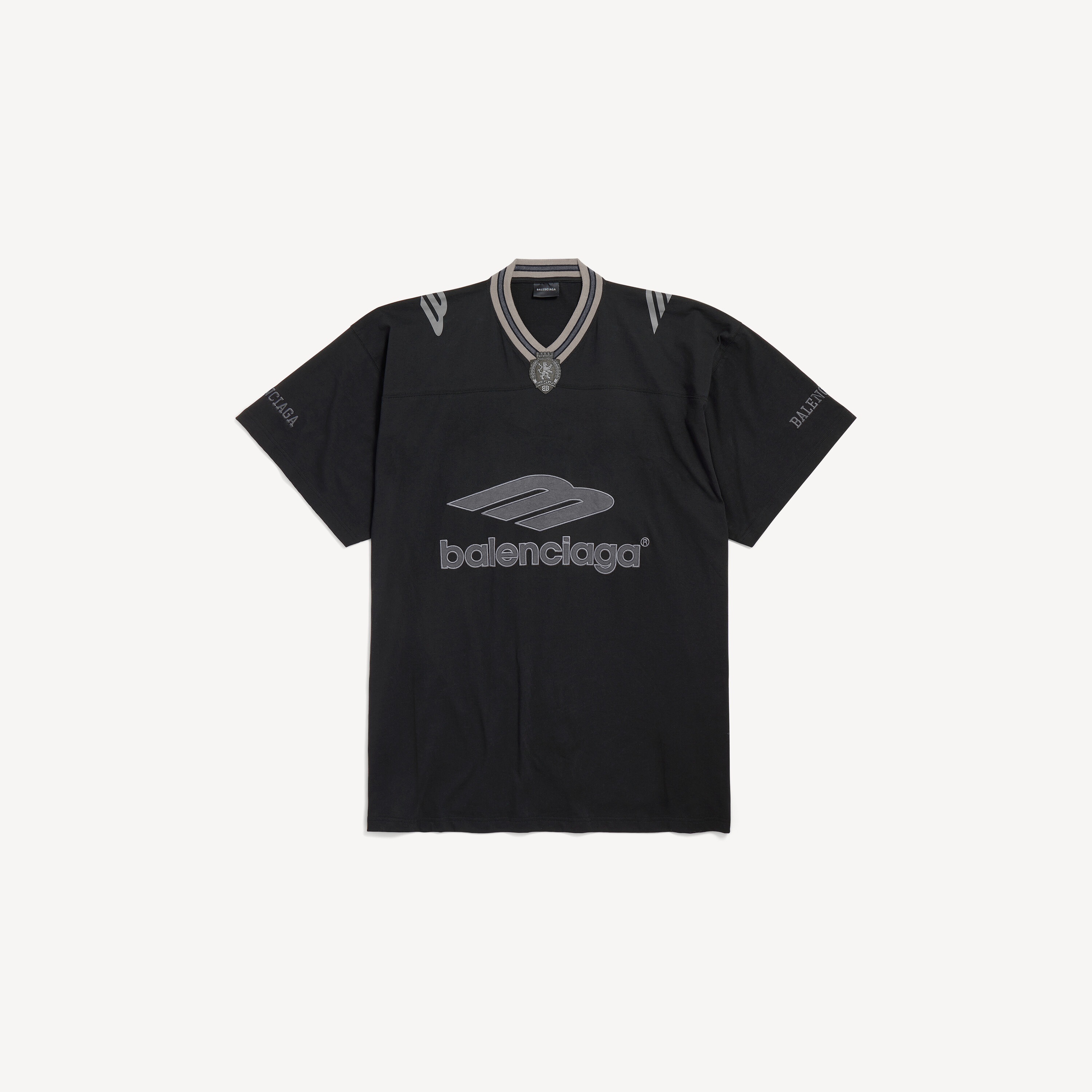 Men's 3b Football V-neck T-shirt Oversized in Black/anthracite