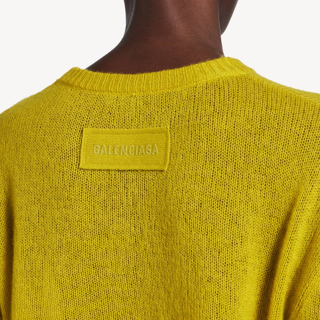Women's Cropped Crewneck in Dark Yellow | Balenciaga Singapore EN - Image 6