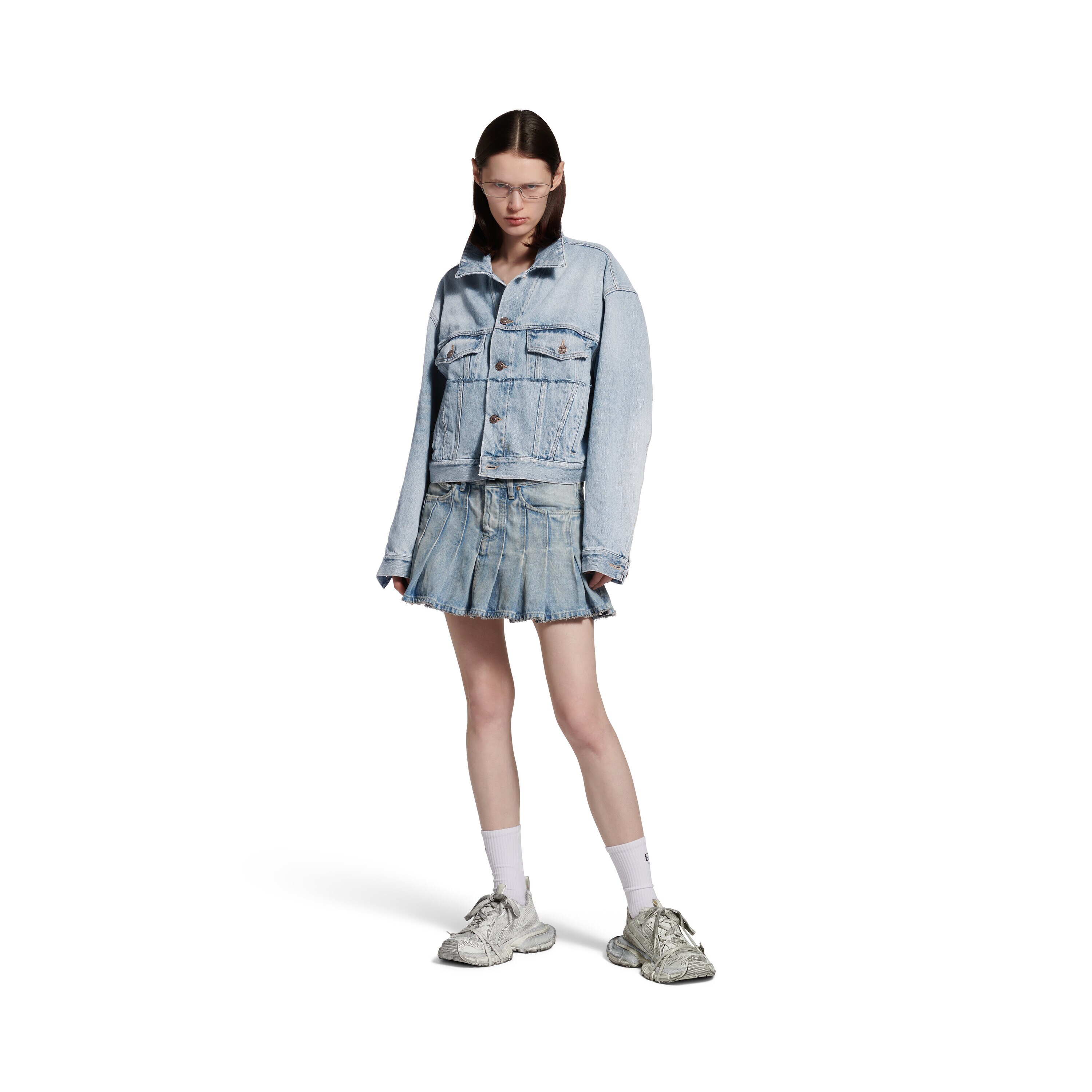 ブルゾン BALENCIAGA LIGHT BLUE DENIM JACKET Women's Denim Jacket Small Fit in Light Blue | Balenciaga US