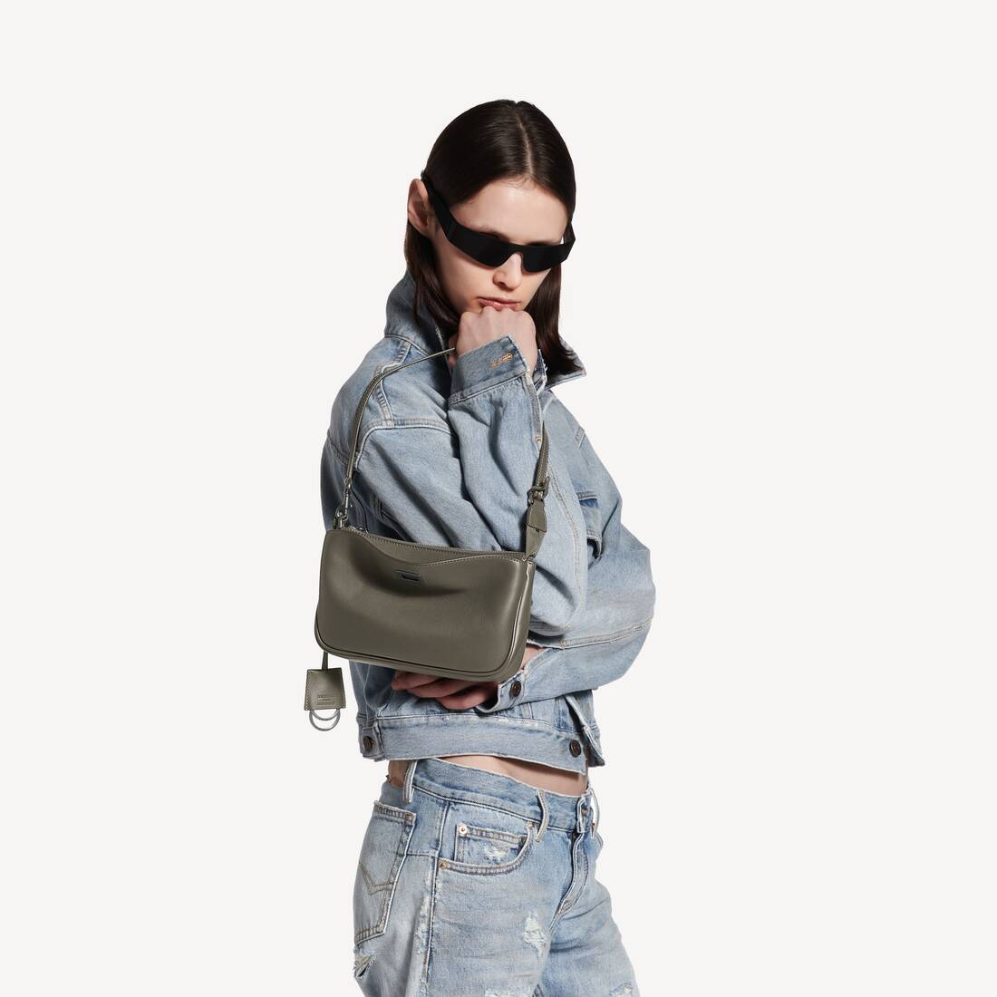 Women's Rodeo Sling Pochette in Khaki | Balenciaga Italy EN - Image 7