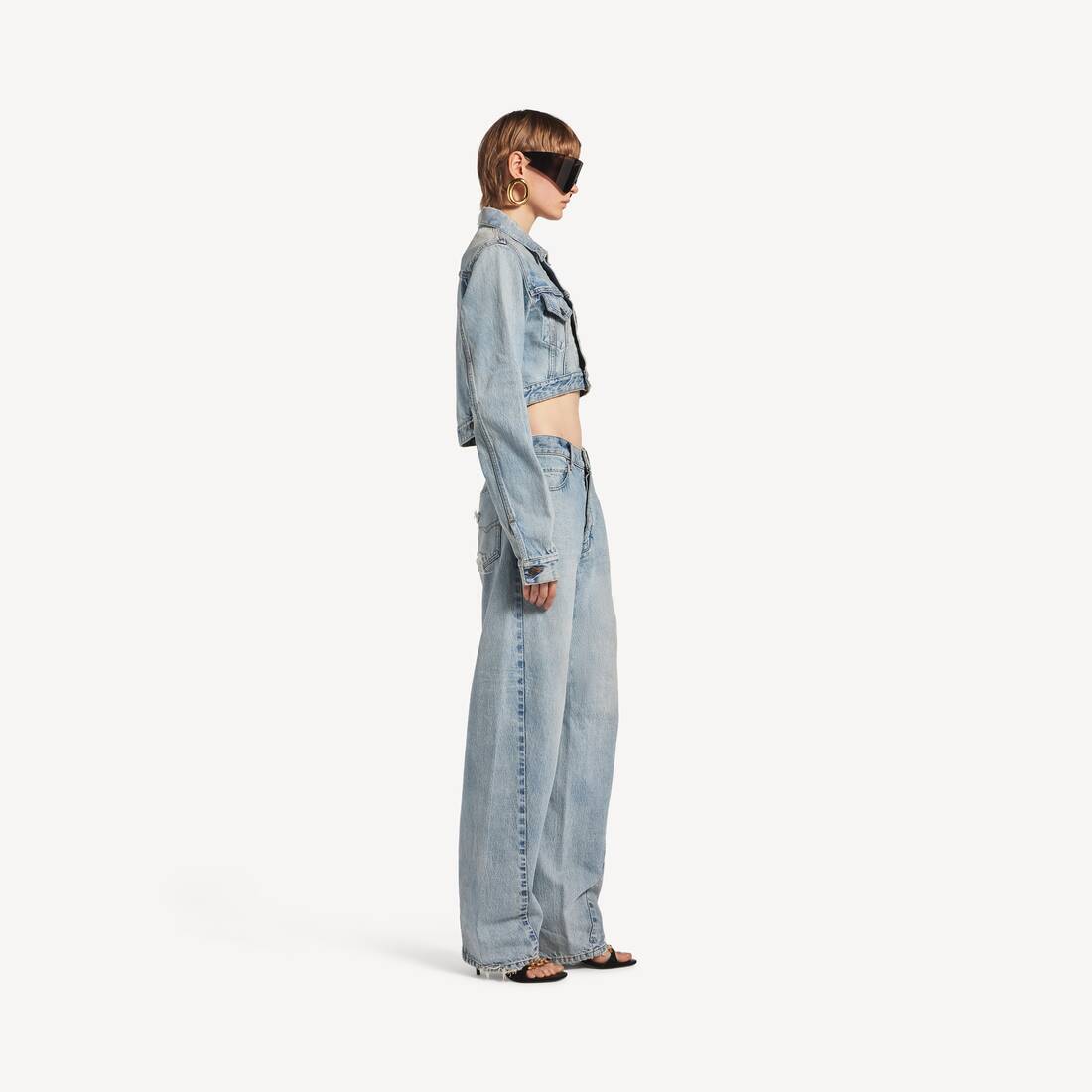 Women's Twisted Seam Jeans in Bleach Light Bleu | Balenciaga Romania EN - Image 3