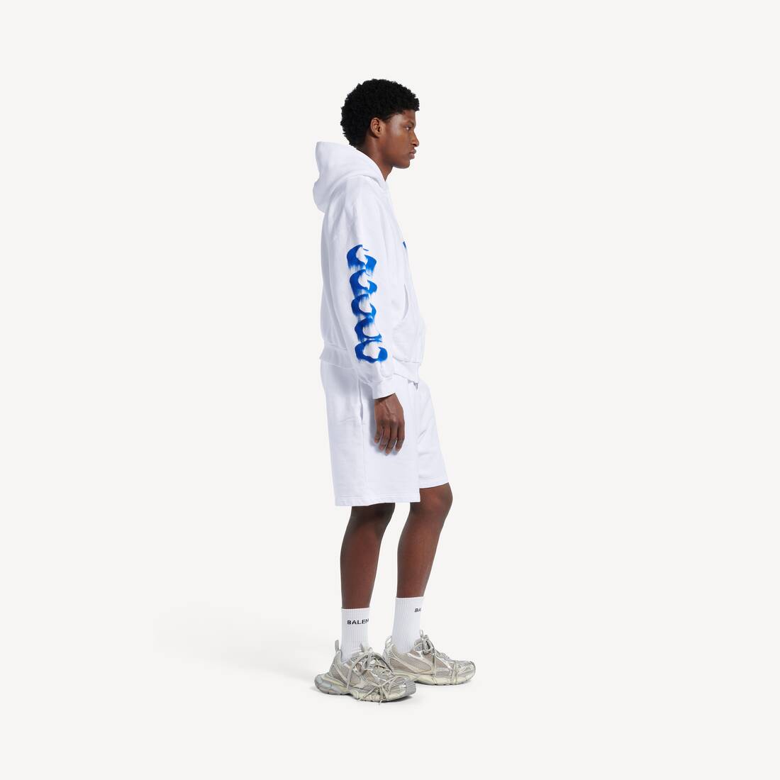 Men's Wet Brush Regular Fit Zip-up Hoodie  in White | Balenciaga Brazil EN - Image 4