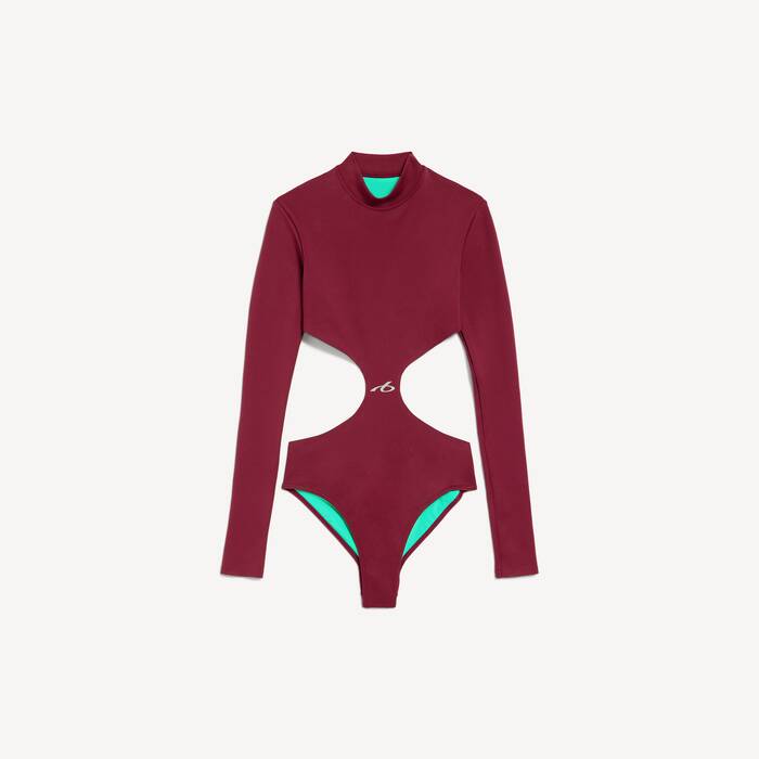 Women's Techwear Cut-out Bodysuit in Burgundy/aqua - Women | Balenciaga Netherlands EN - Image 2