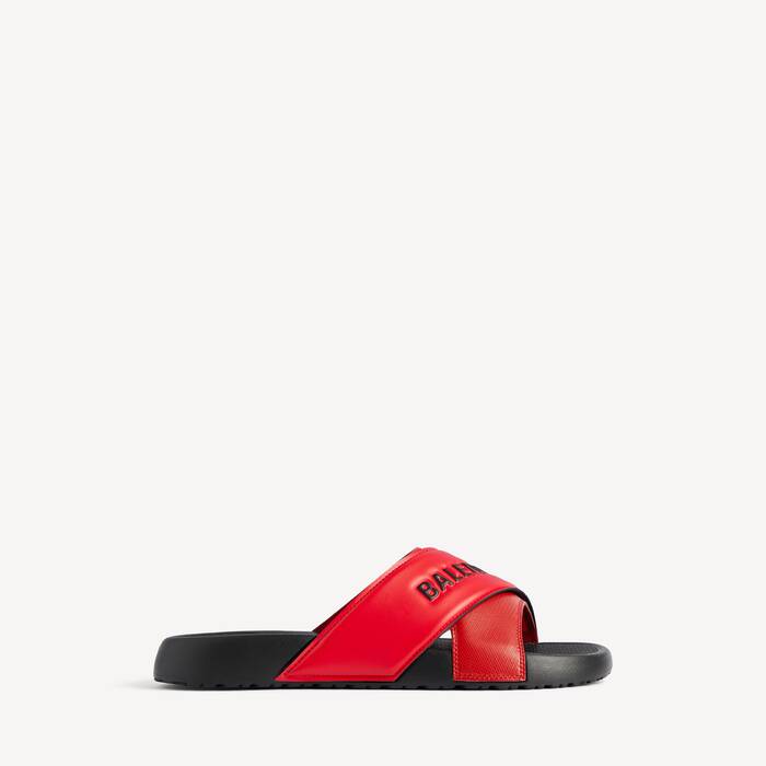 Sandalia Deslizante Sporty Pool para Hombre en Negro/rojo - Hombre | Balenciaga Espa&ntilde;a ES - Image 1