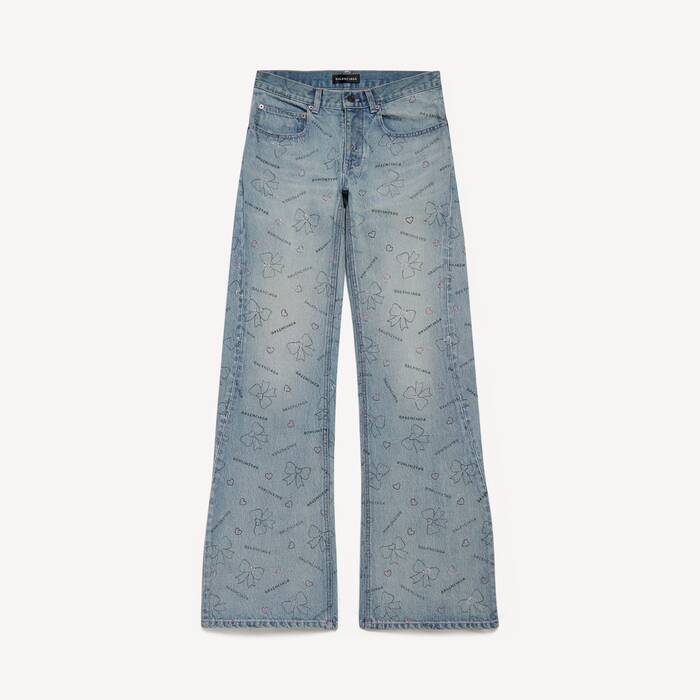 handrawn bows denim pants