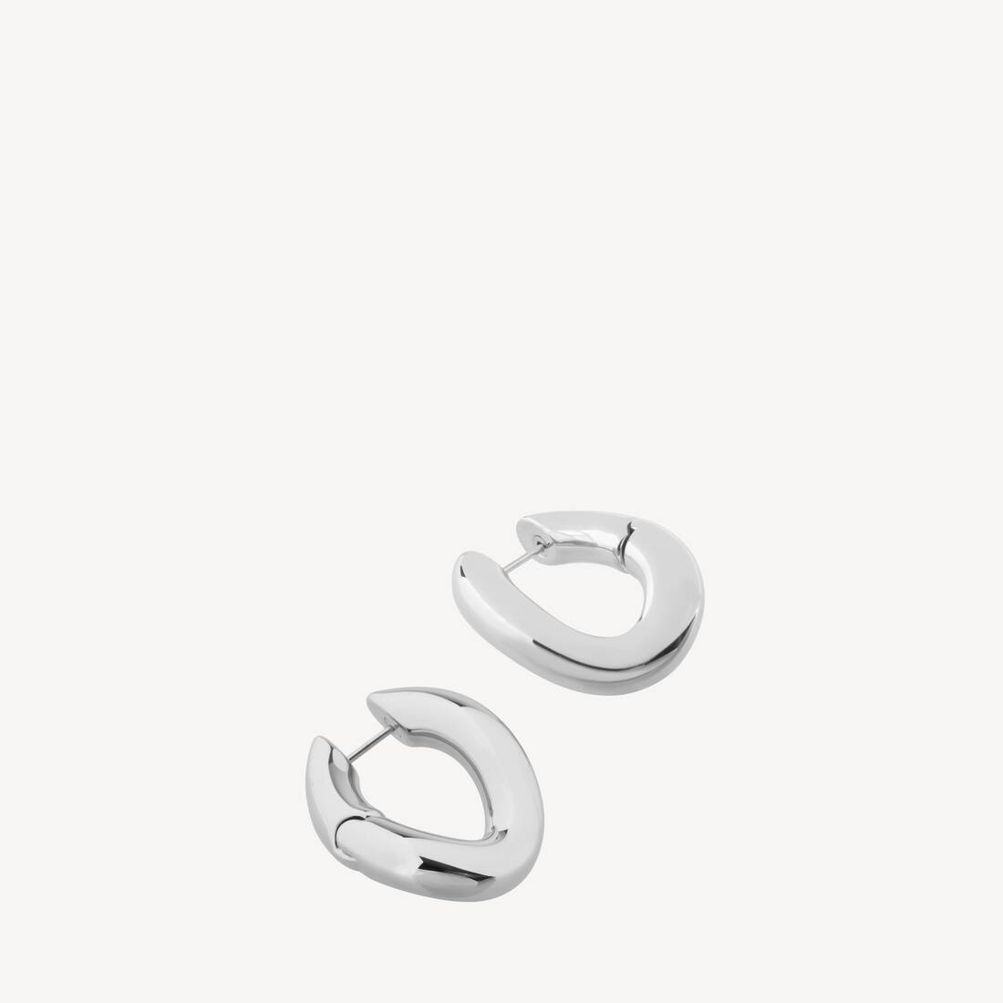 Women's Loop Earrings in Silver | Balenciaga United Kingdom EN - Image 3