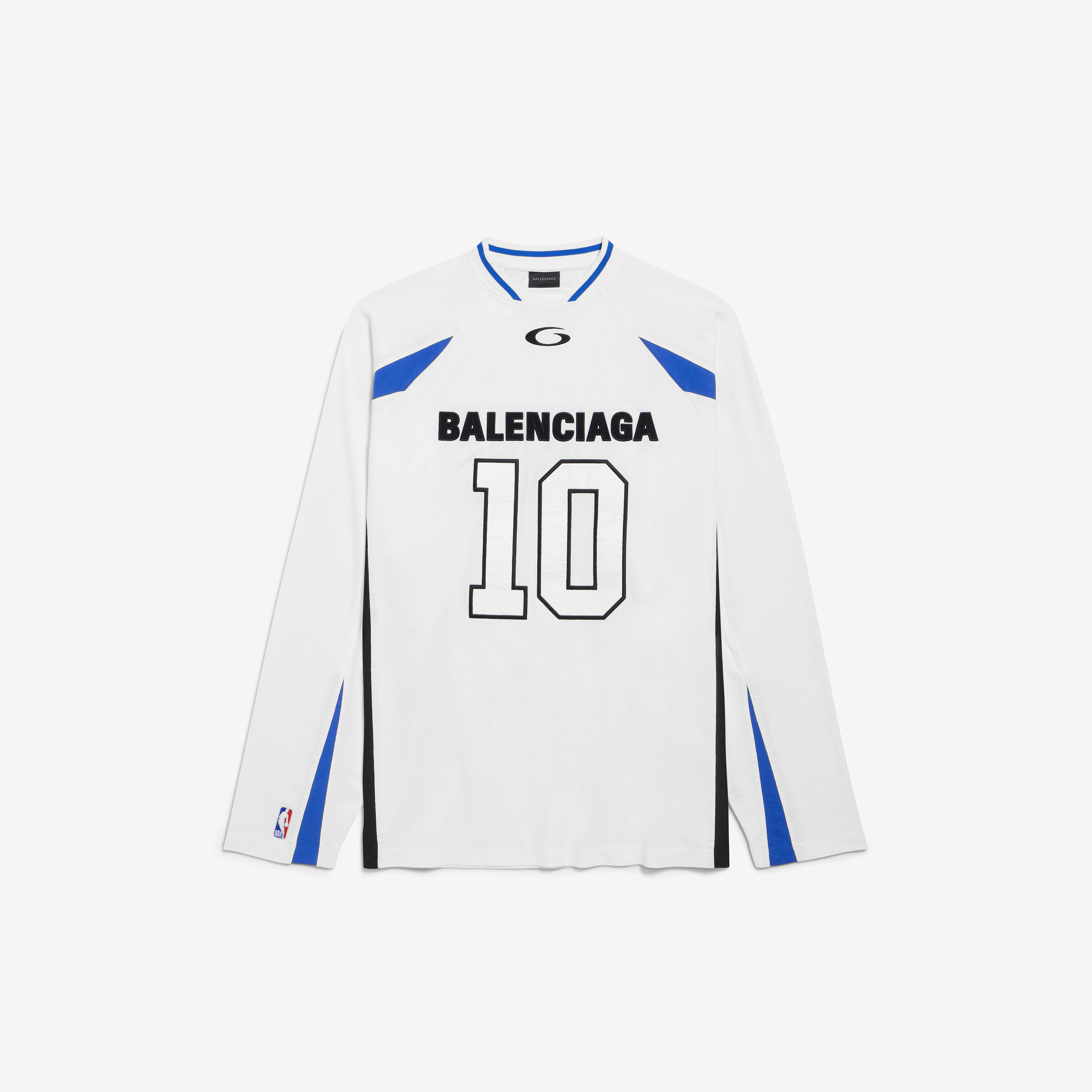Men's Balenciaga | Nba Collaboration Oversized Long Sleeve T-shirt in White/multicolor