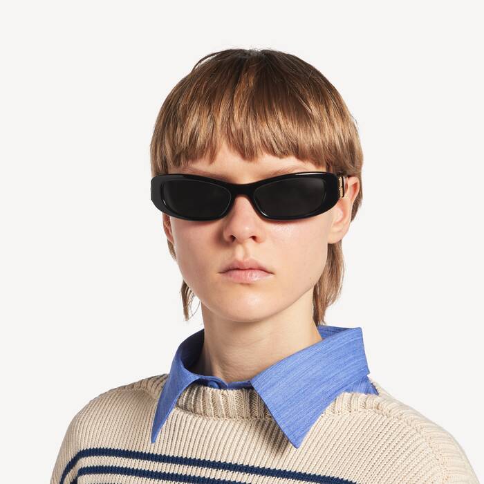 Lunettes De Soleil Rectangle Cosmo pour Femme en Noir - Femme | Balenciaga France FR - Image 2
