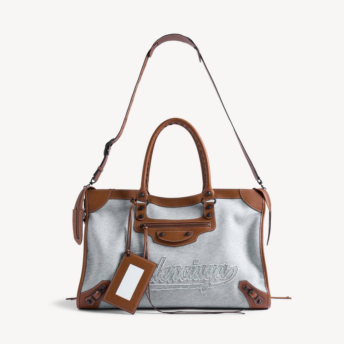 Men's Le City Bag Large in Grey/tan Cowboy | Balenciaga Monaco EN - Image 4