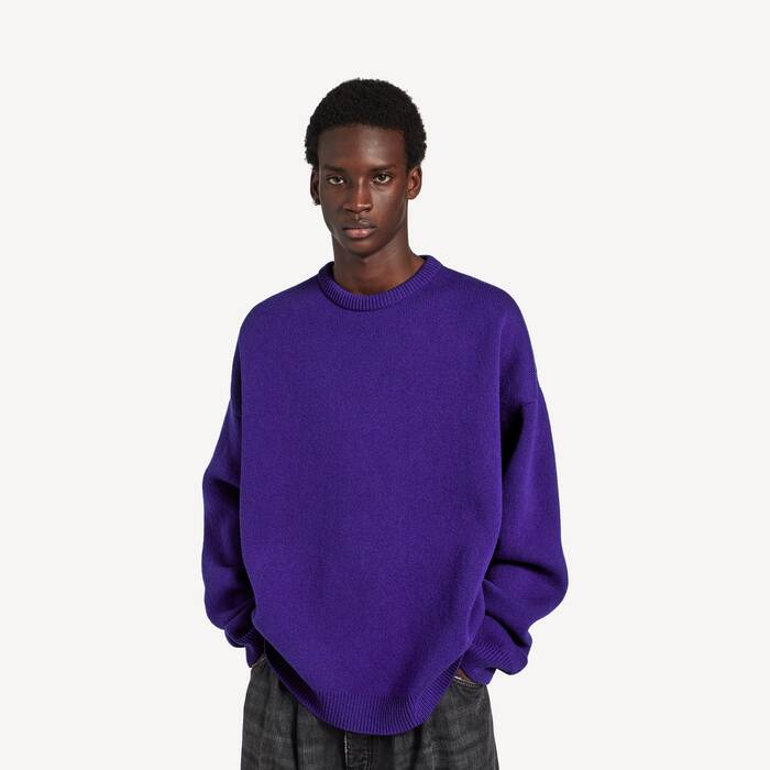 Men's Knitted City Crewneck Sweater in Purple - Men | Balenciaga Finland EN - Image 1