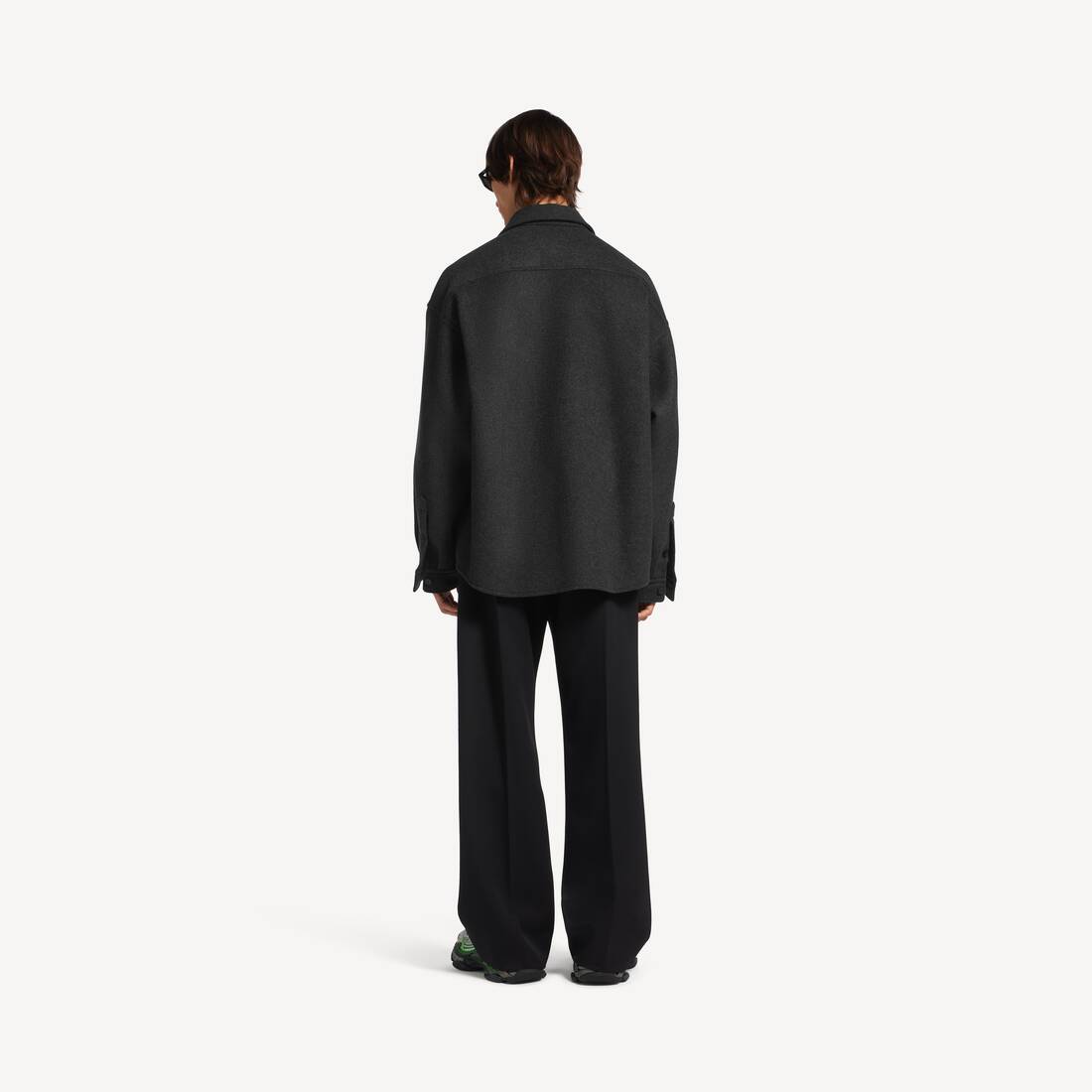 Men's Brushed Wool Overshirt in Heather Grey | Balenciaga United States EN - Image 4