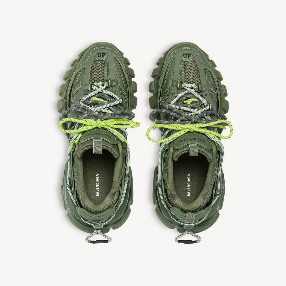 Sneaker Track Trail Laces pour Homme en Kaki/jaune Fluo | Balenciaga France FR - Image 4