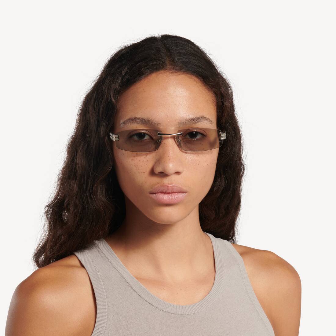 Women's Gossip Rectangle M Sunglasses in Silver | Balenciaga Netherlands EN - Image 6