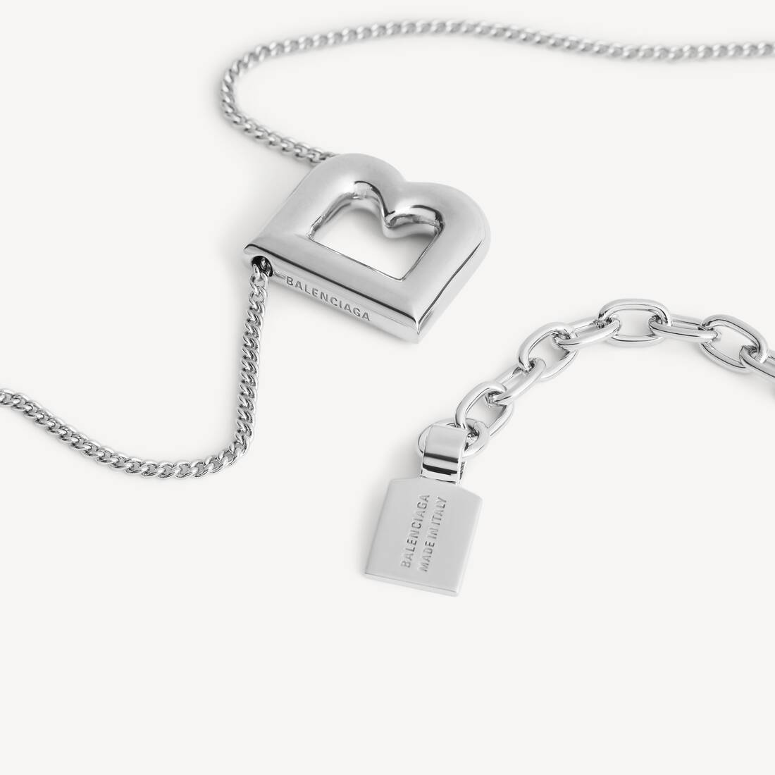 B Necklace in Shiny Silver | Balenciaga Australia EN - Image 3