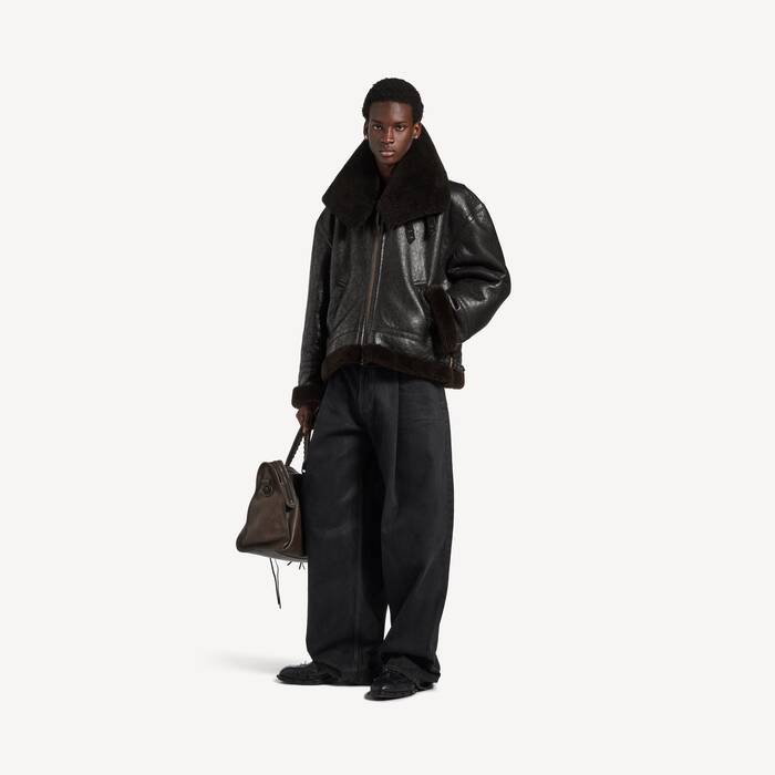 Men's High Collar Jacket in Brown - Men | Balenciaga Thailand EN - Image 3