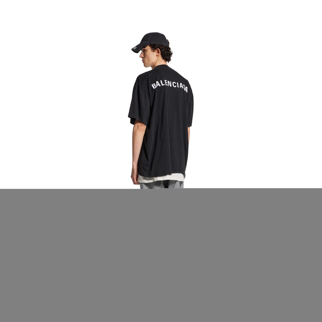 Men's Balenciaga Back Double T-shirt in Black Faded