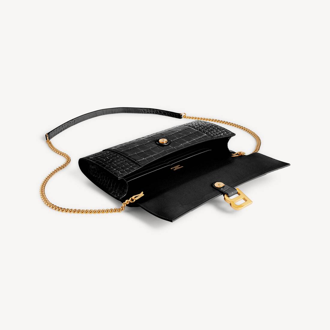 Women's Hourglass Pochette With Chain in Black | Balenciaga Lithuania EN - Image 5
