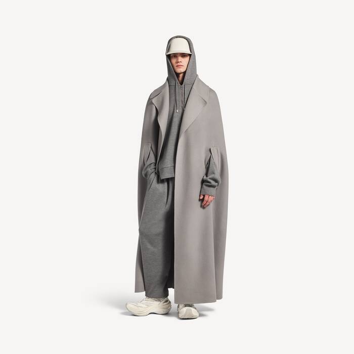 Men's Long Double-faced Cape Coat in Balenciaga Grey - Men | Balenciaga Netherlands EN - Image 1