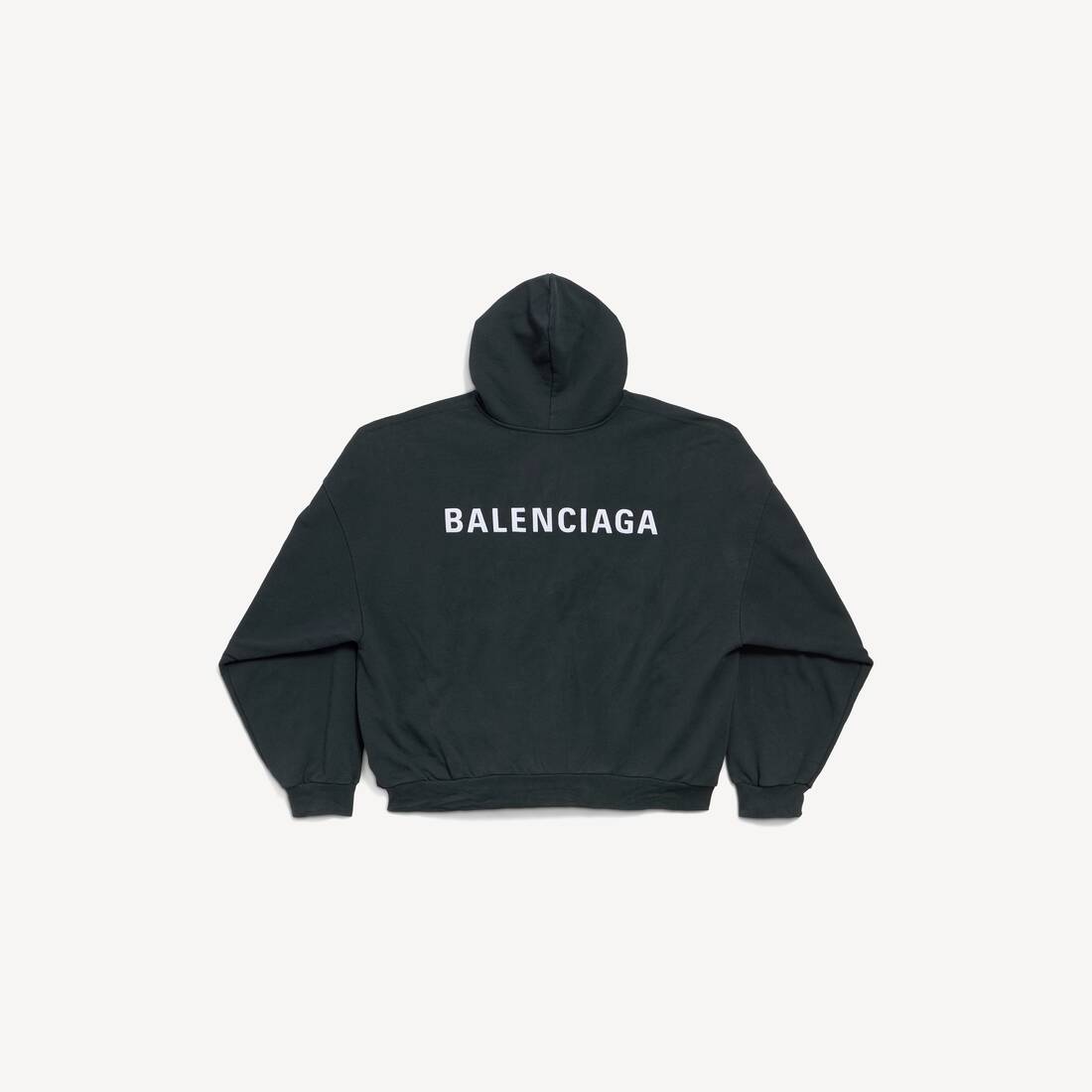 Men's Balenciaga Back Polo Hoodie in Faded Black/white | Balenciaga Czech Republic EN - Image 2