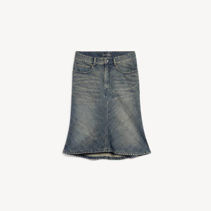 Jupe Midi Godet pour Femme en Bleu - Femme | Balenciaga Belgique FR - Image 2