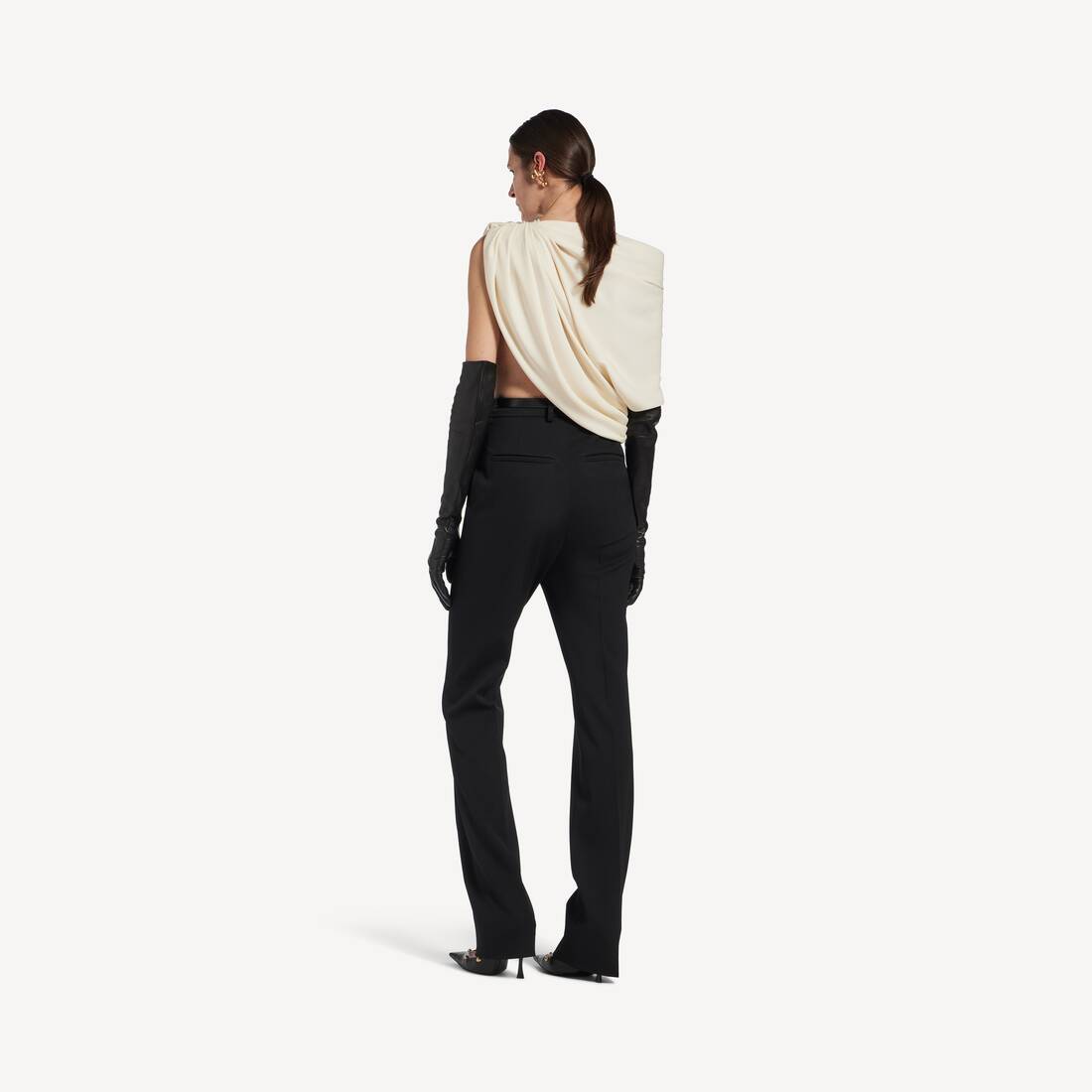 Pantaloni A Vita Alta Taglio Slim  da Donna in Nero | Balenciaga Italia IT - Image 4