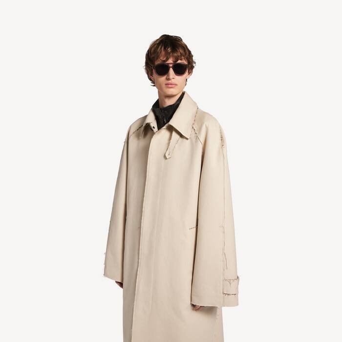 Homme's Manteau Court &Agrave; Bords Bruts in Beige - Homme | Balenciaga Belgique FR - Image 3